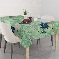 Green Palaka Crane and Flowers Tablecloth Japan Heritage Spirit LT9 - Polynesian Pride