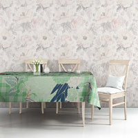 Green Palaka Crane and Flowers Tablecloth Japan Heritage Spirit LT9 - Polynesian Pride