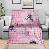 Pink Palaka Crane and Flowers Blanket Japan Heritage Spirit LT9 - Polynesian Pride