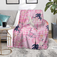 Pink Palaka Crane and Flowers Blanket Japan Heritage Spirit LT9 - Polynesian Pride