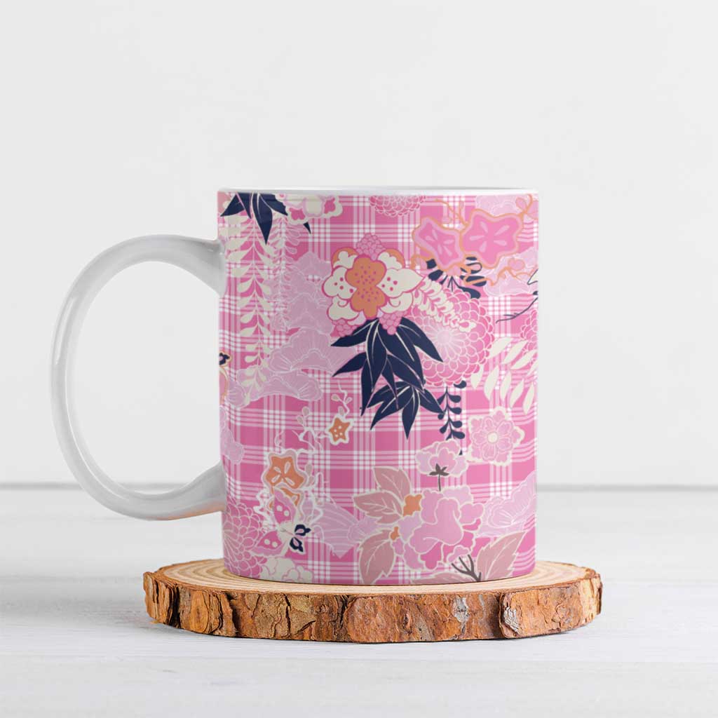 Pink Palaka Crane and Flowers Ceramic Mug Japan Heritage Spirit LT9 Pink - Polynesian Pride