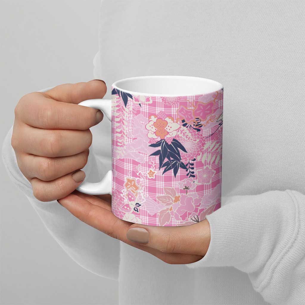 Pink Palaka Crane and Flowers Ceramic Mug Japan Heritage Spirit LT9 - Polynesian Pride