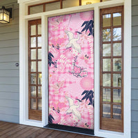 Pink Palaka Crane and Flowers Door Cover Japan Heritage Spirit LT9 - Polynesian Pride