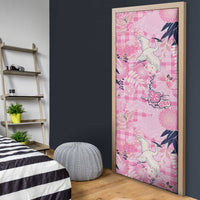 Pink Palaka Crane and Flowers Door Cover Japan Heritage Spirit LT9 - Polynesian Pride