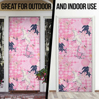 Pink Palaka Crane and Flowers Door Cover Japan Heritage Spirit LT9 - Polynesian Pride