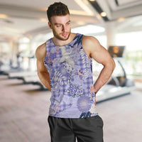 Purple Palaka Crane and Flowers Men Tank Top Japan Heritage Spirit LT9 Purple - Polynesian Pride