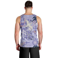 Purple Palaka Crane and Flowers Men Tank Top Japan Heritage Spirit LT9 - Polynesian Pride