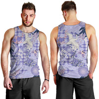 Purple Palaka Crane and Flowers Men Tank Top Japan Heritage Spirit LT9 - Polynesian Pride