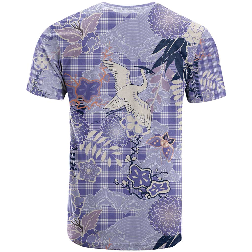 Purple Palaka Crane and Flowers T Shirt Japan Heritage Spirit LT9 - Polynesian Pride