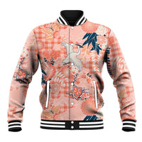 Red Palaka Crane and Flowers Baseball Jacket Japan Heritage Spirit LT9 Unisex Red - Polynesian Pride
