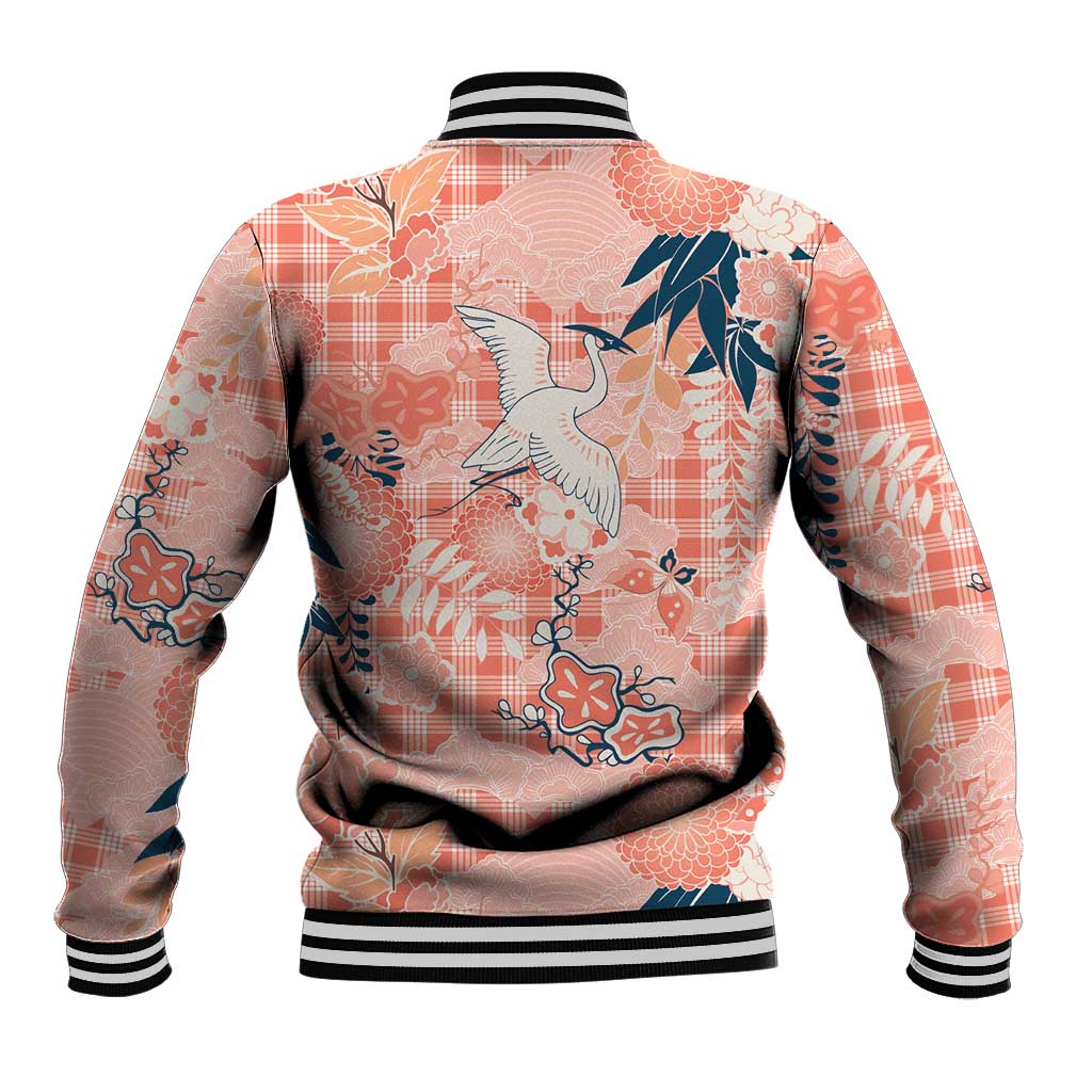 Red Palaka Crane and Flowers Baseball Jacket Japan Heritage Spirit LT9 - Polynesian Pride