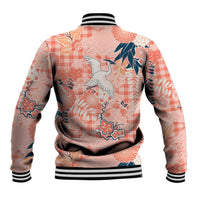 Red Palaka Crane and Flowers Baseball Jacket Japan Heritage Spirit LT9 - Polynesian Pride
