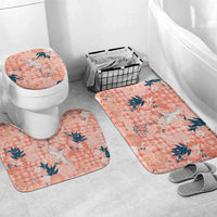 Red Palaka Crane and Flowers Bathroom Set Japan Heritage Spirit LT9 Mat Set Only (3 pcs) One Size Red - Polynesian Pride