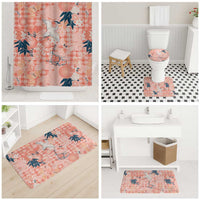 Red Palaka Crane and Flowers Bathroom Set Japan Heritage Spirit LT9 - Polynesian Pride