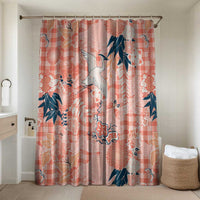 Red Palaka Crane and Flowers Bathroom Set Japan Heritage Spirit LT9 Shower Curtain Only Red - Polynesian Pride