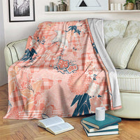 Red Palaka Crane and Flowers Blanket Japan Heritage Spirit LT9 Red - Polynesian Pride