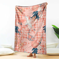 Red Palaka Crane and Flowers Blanket Japan Heritage Spirit LT9 - Polynesian Pride