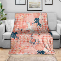 Red Palaka Crane and Flowers Blanket Japan Heritage Spirit LT9 - Polynesian Pride