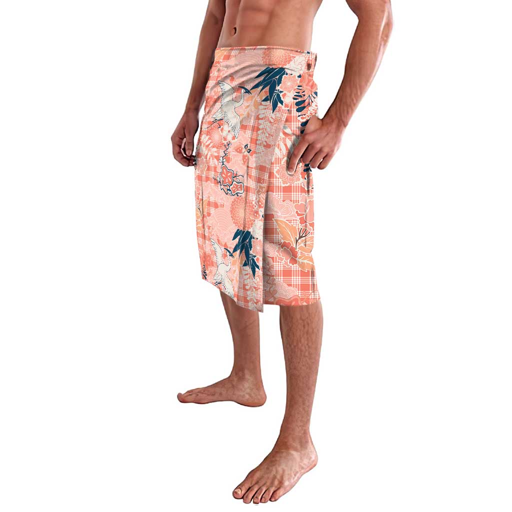 Red Palaka Crane and Flowers Lavalava Japan Heritage Spirit LT9 - Polynesian Pride