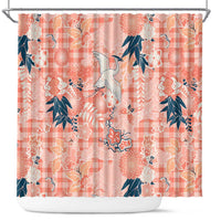 Red Palaka Crane and Flowers Shower Curtain Japan Heritage Spirit LT9 Red - Polynesian Pride