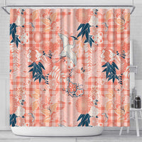 Red Palaka Crane and Flowers Shower Curtain Japan Heritage Spirit LT9 - Polynesian Pride