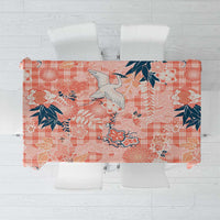 Red Palaka Crane and Flowers Tablecloth Japan Heritage Spirit LT9 Red - Polynesian Pride