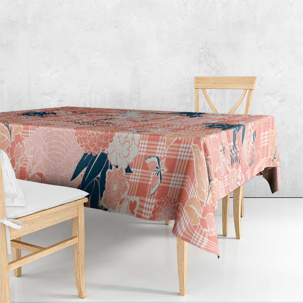 Red Palaka Crane and Flowers Tablecloth Japan Heritage Spirit LT9 - Polynesian Pride