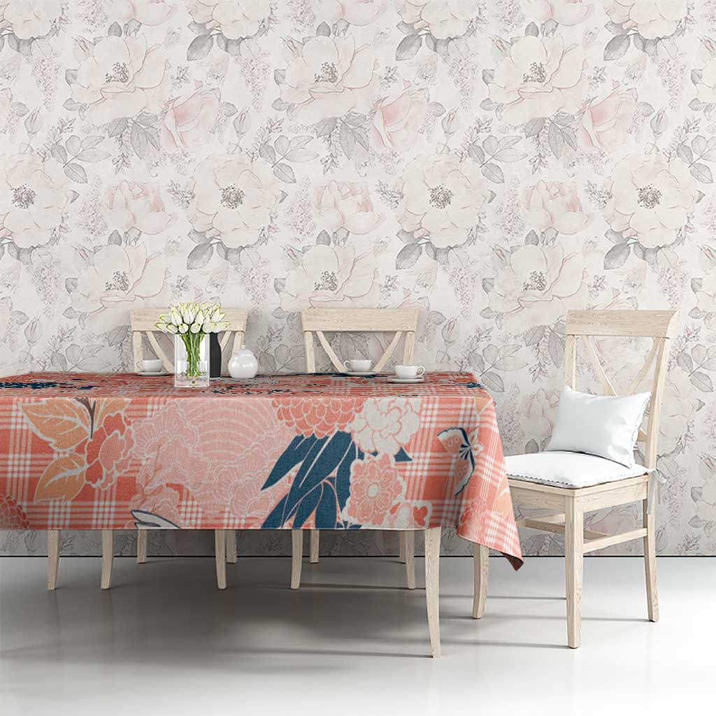 Red Palaka Crane and Flowers Tablecloth Japan Heritage Spirit LT9 - Polynesian Pride