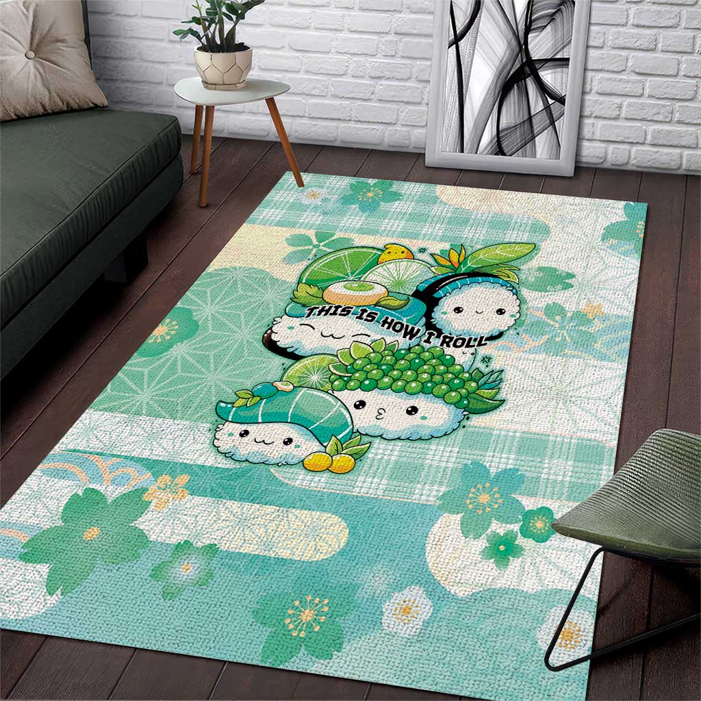 Japanese Kawaii Sushi Area Rug Green Wagara Palaka This Is How I Roll LT9 Green - Polynesian Pride