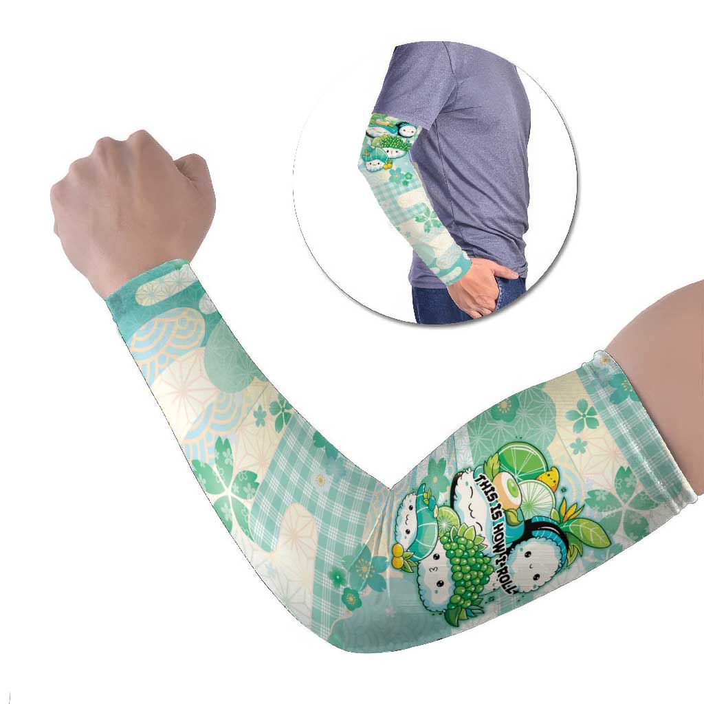 Personalized Japanese Kawaii Sushi Arm Sleeves Green Wagara Palaka This Is How I Roll LT9 Set of 2 Green - Polynesian Pride