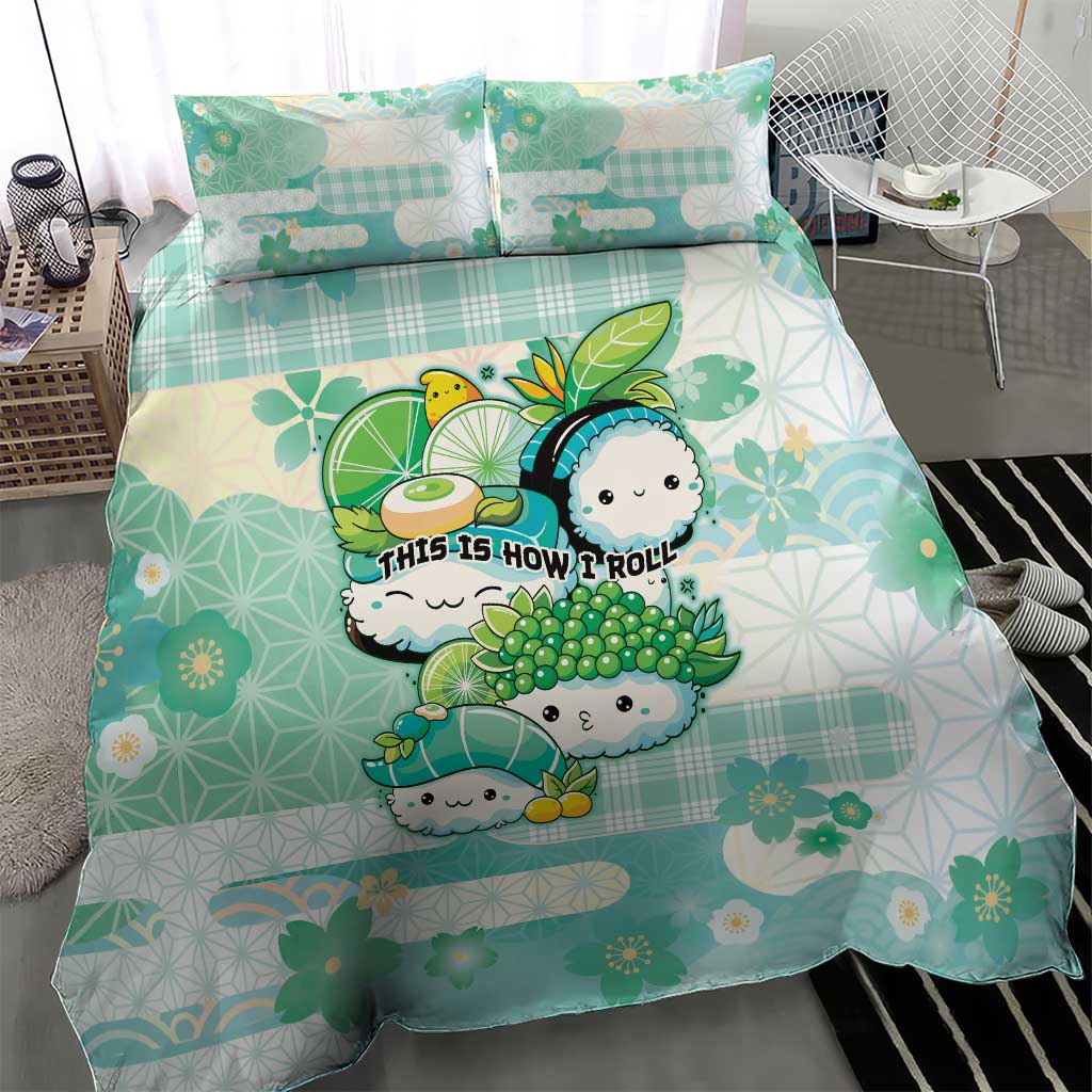 Japanese Kawaii Sushi Bedding Set Green Wagara Palaka This Is How I Roll LT9 - Polynesian Pride