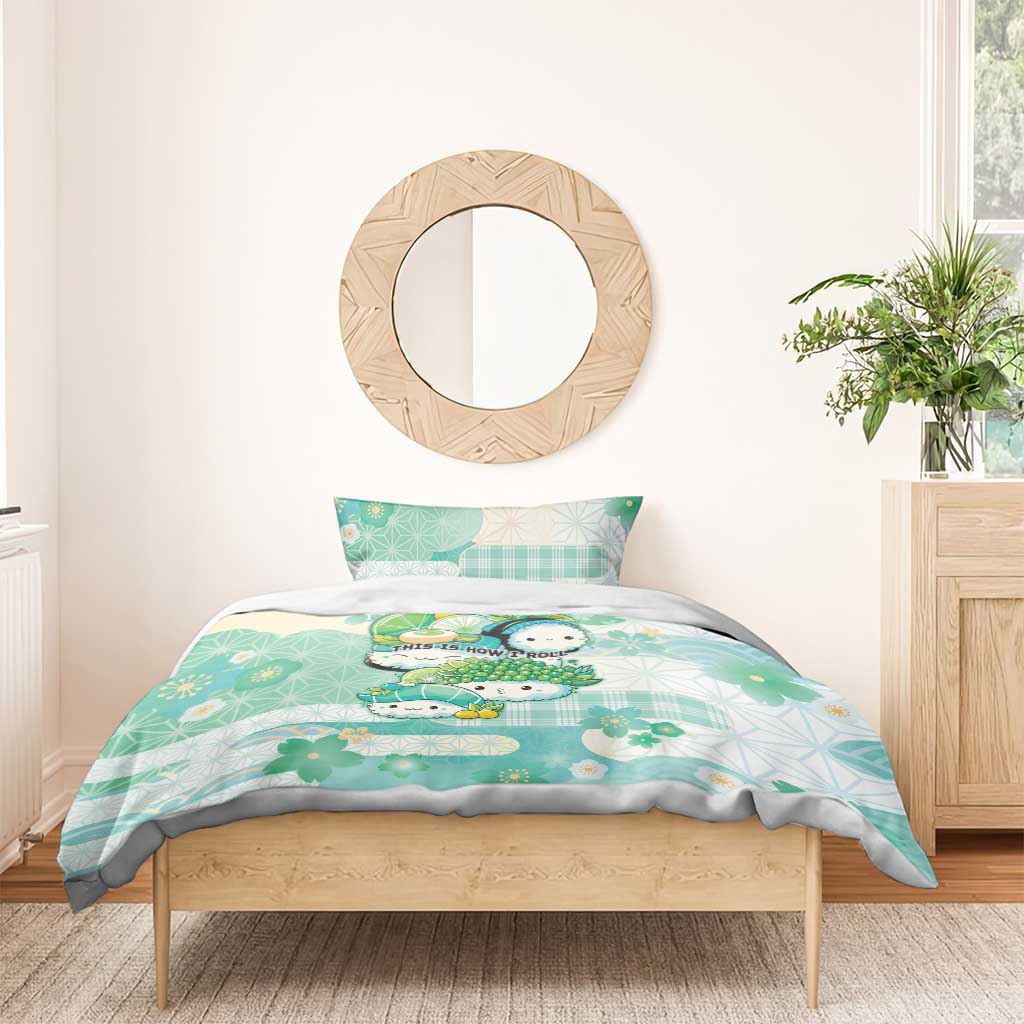 Japanese Kawaii Sushi Bedding Set Green Wagara Palaka This Is How I Roll LT9 - Polynesian Pride