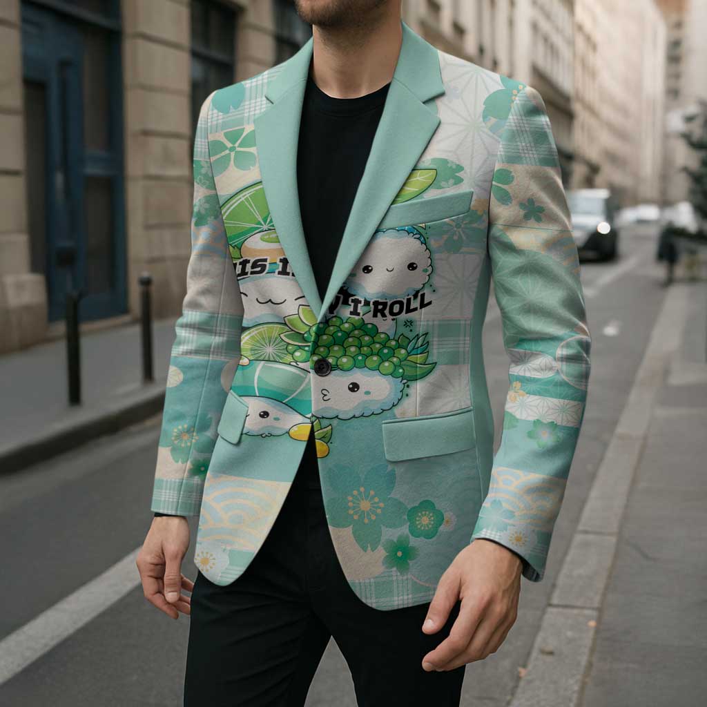 Personalized Japanese Kawaii Sushi Blazer Green Wagara Palaka This Is How I Roll LT9 - Polynesian Pride
