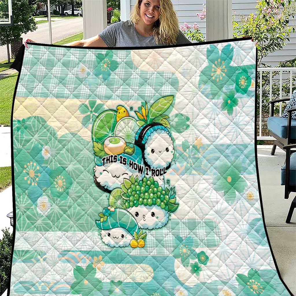 Japanese Kawaii Sushi Quilt Green Wagara Palaka This Is How I Roll LT9 Green - Polynesian Pride