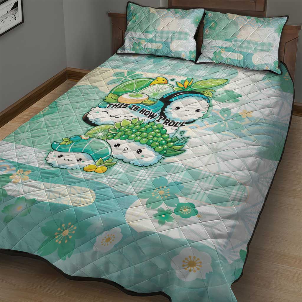 Japanese Kawaii Sushi Quilt Bed Set Green Wagara Palaka This Is How I Roll LT9 - Polynesian Pride