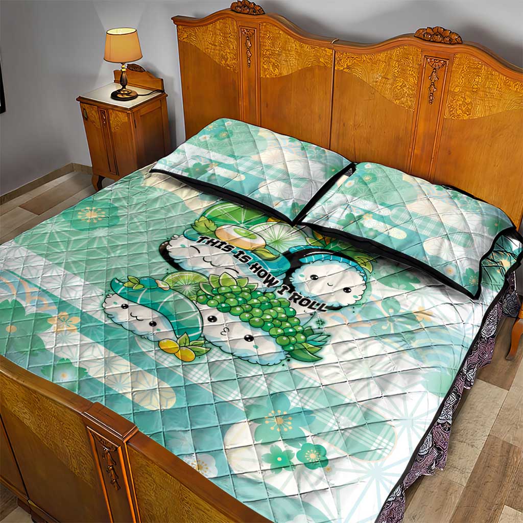 Japanese Kawaii Sushi Quilt Bed Set Green Wagara Palaka This Is How I Roll LT9 - Polynesian Pride