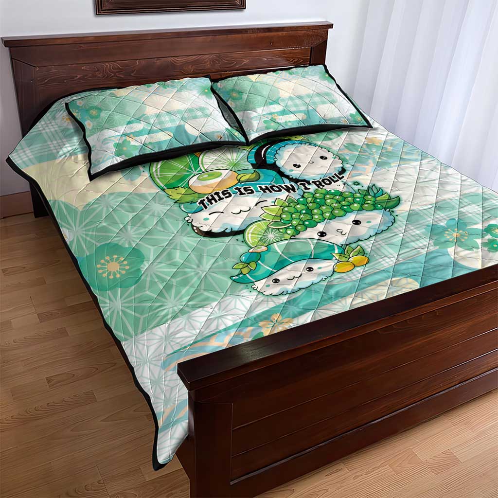 Japanese Kawaii Sushi Quilt Bed Set Green Wagara Palaka This Is How I Roll LT9 - Polynesian Pride