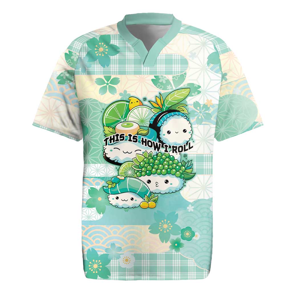 Personalized Japanese Kawaii Sushi Rugby Jersey Green Wagara Palaka This Is How I Roll LT9 Green - Polynesian Pride