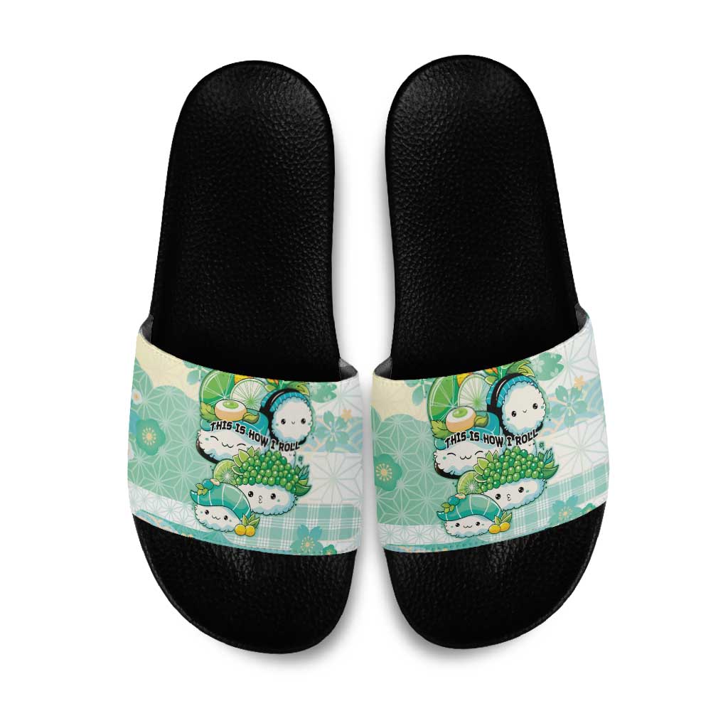 Japanese Kawaii Sushi Slide Sandals Green Wagara Palaka This Is How I Roll LT9 Green - Polynesian Pride