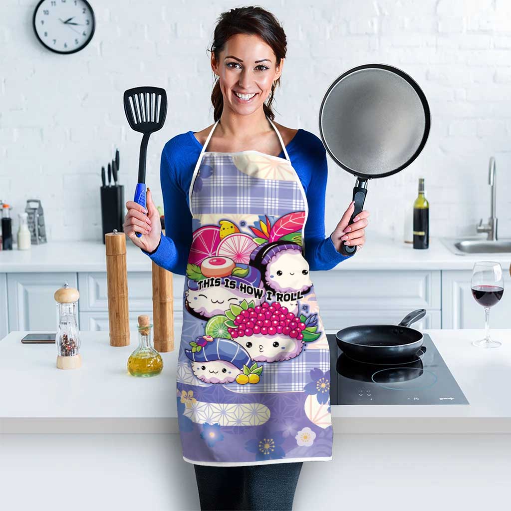 Japanese Kawaii Sushi Apron Blue Wagara Palaka This Is How I Roll LT9 - Polynesian Pride