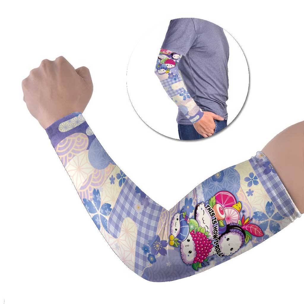 Personalized Japanese Kawaii Sushi Arm Sleeves Blue Wagara Palaka This Is How I Roll LT9 Set of 2 Blue - Polynesian Pride