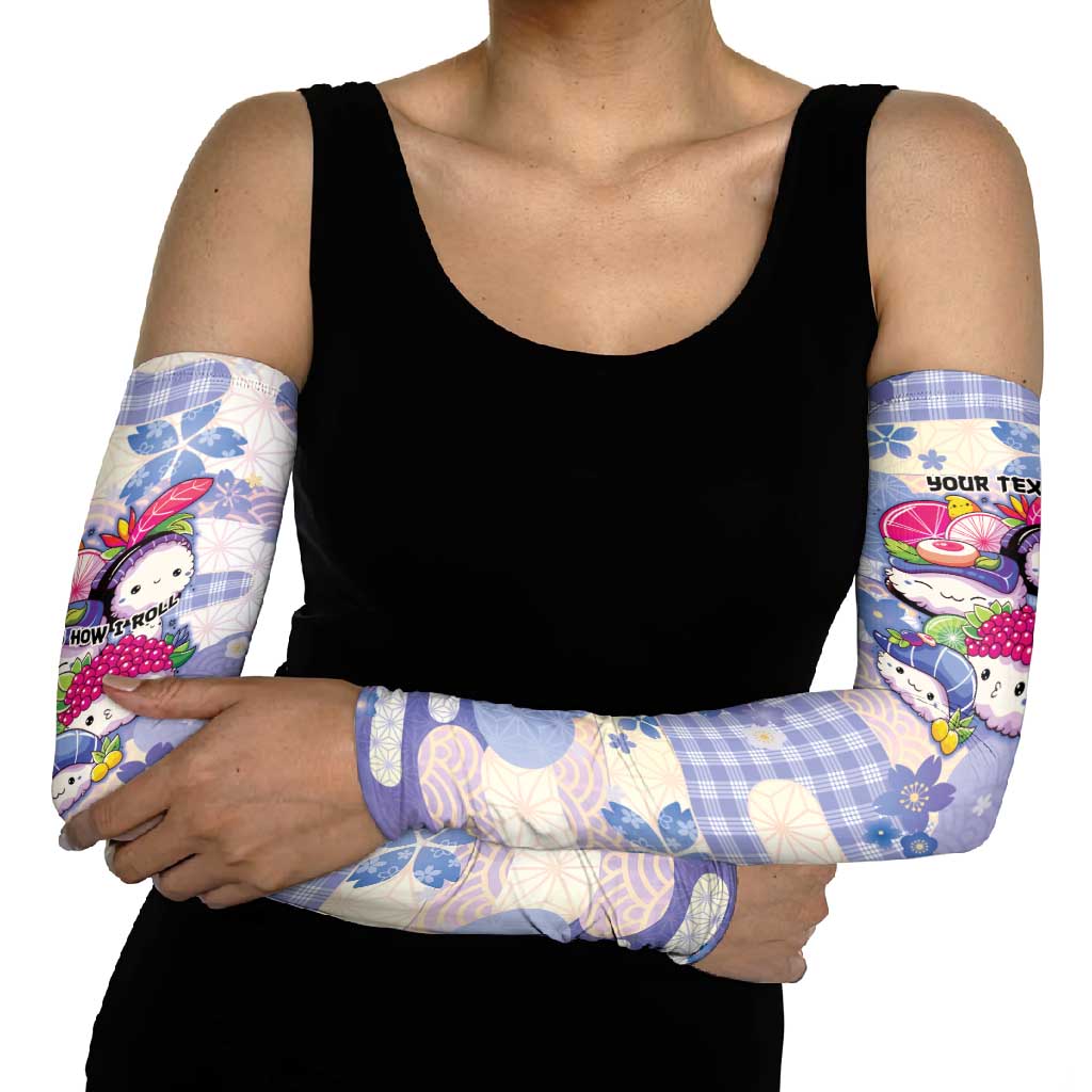 Personalized Japanese Kawaii Sushi Arm Sleeves Blue Wagara Palaka This Is How I Roll LT9 - Polynesian Pride