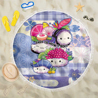 Japanese Kawaii Sushi Beach Blanket Blue Wagara Palaka This Is How I Roll LT9 One Size 150cm Blue - Polynesian Pride