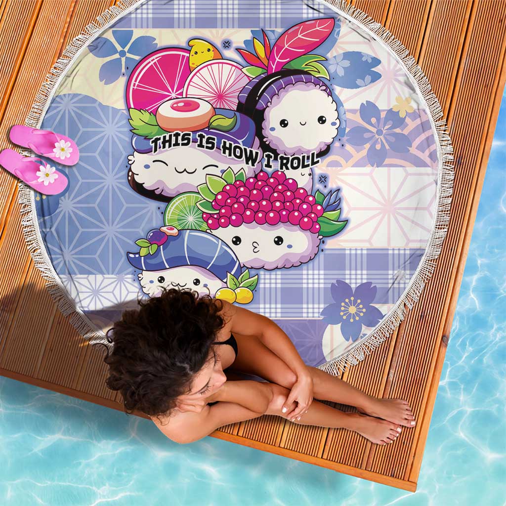Japanese Kawaii Sushi Beach Blanket Blue Wagara Palaka This Is How I Roll LT9 - Polynesian Pride