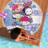 Japanese Kawaii Sushi Beach Blanket Blue Wagara Palaka This Is How I Roll LT9 - Polynesian Pride