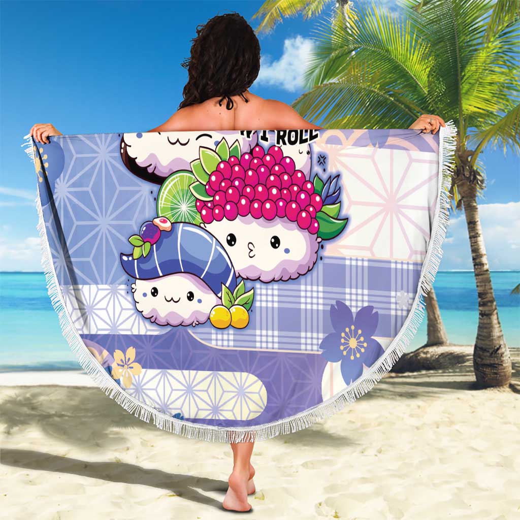 Japanese Kawaii Sushi Beach Blanket Blue Wagara Palaka This Is How I Roll LT9 - Polynesian Pride