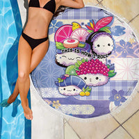 Japanese Kawaii Sushi Beach Blanket Blue Wagara Palaka This Is How I Roll LT9 - Polynesian Pride