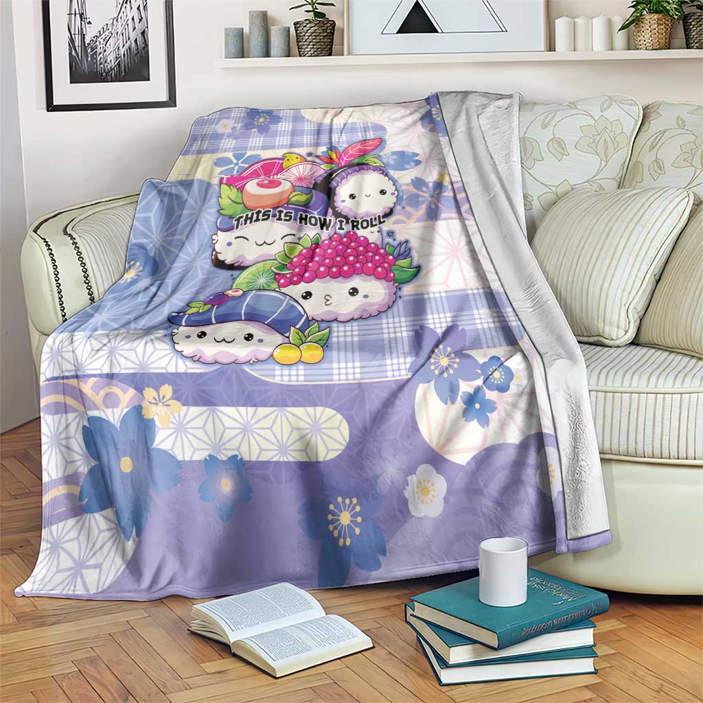 Japanese Kawaii Sushi Blanket Blue Wagara Palaka This Is How I Roll LT9 Blue - Polynesian Pride