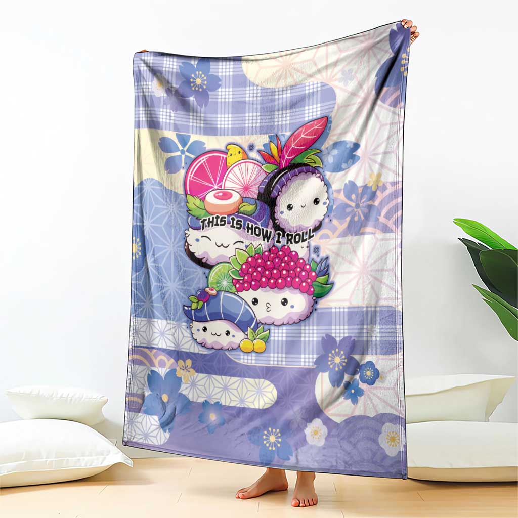 Japanese Kawaii Sushi Blanket Blue Wagara Palaka This Is How I Roll LT9 - Polynesian Pride