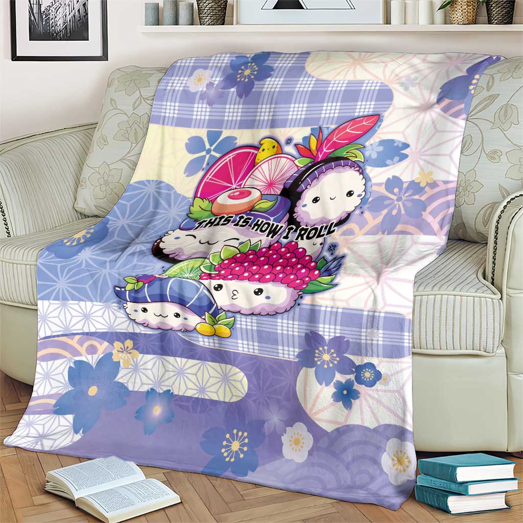 Japanese Kawaii Sushi Blanket Blue Wagara Palaka This Is How I Roll LT9 - Polynesian Pride